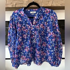 Isabel Etoile Marant Salika Floral Print Long Sleeve Cotton Blouse Puff Sleeve